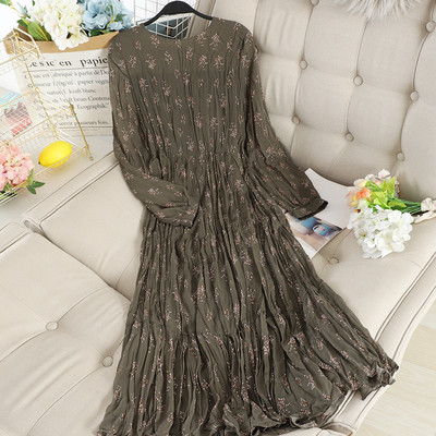 Rochie lunga de dama cu decolteu rotund in trei culori