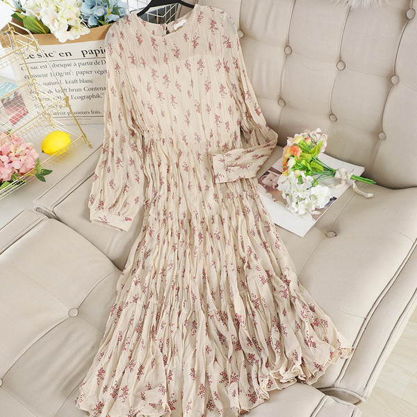 Rochie lunga de dama cu decolteu rotund in trei culori