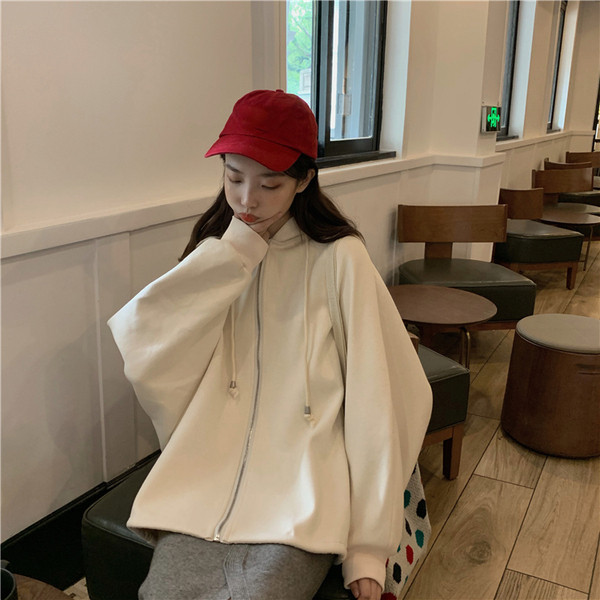 Hanorac casual dama in culoarea alb si verde model larg