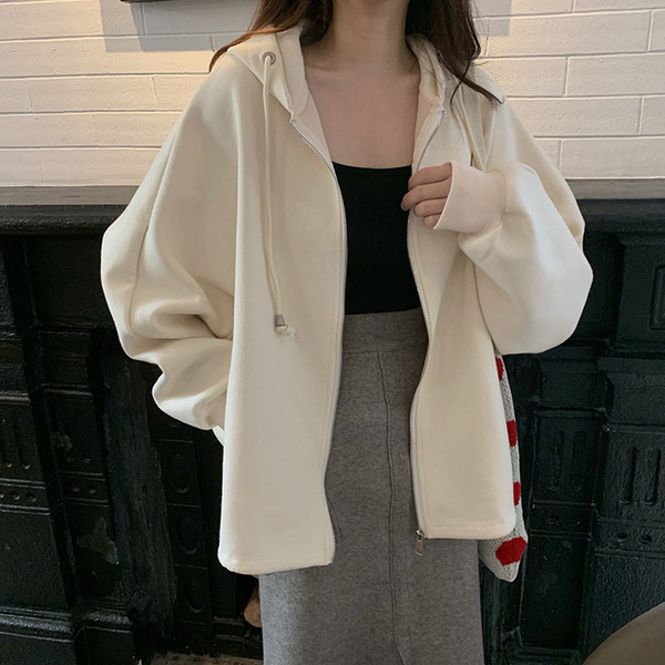 Hanorac casual dama in culoarea alb si verde model larg