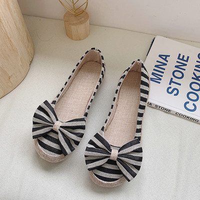 Pantofi dama casual in dungi cu panglica in mai multe culori