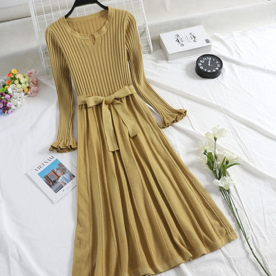 Rochie de dama cu maneci lotus si curea in patru culori