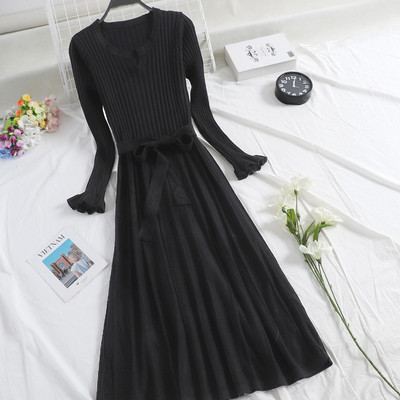 Rochie de dama cu maneci lotus si curea in patru culori