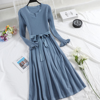 Rochie de dama cu maneci lotus si curea in patru culori