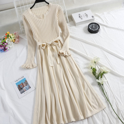 Rochie de dama cu maneci lotus si curea in patru culori