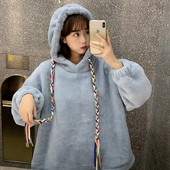 Hanorac moale de damă modern în două culori, cu glugă