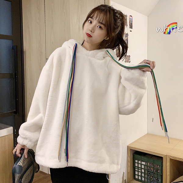 Hanorac moale de damă modern în două culori, cu glugă