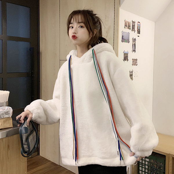 Hanorac moale de damă modern în două culori, cu glugă