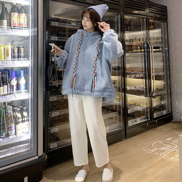 Hanorac moale de damă modern în două culori, cu glugă