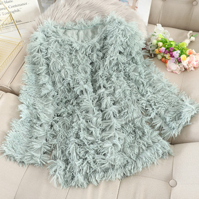 Pulover de dama modern din puf cu decolteu rotund in mai multe culori