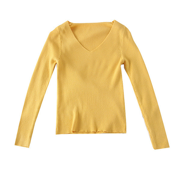 Μοντέρνο γυναικείο πουλόβερ με λαιμόκοψη - σε διάφορα χρώματα