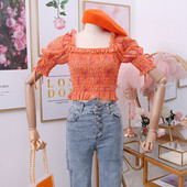 Νέο μοντέλο γυναικεία μπλούζα με τετράγωνη λαιμόκοψη και floral σχέδια