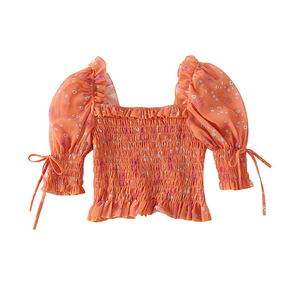 Νέο μοντέλο γυναικεία μπλούζα με τετράγωνη λαιμόκοψη και floral σχέδια