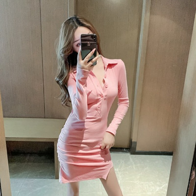 Rochie casual de dama cu nasturi in roz si negru