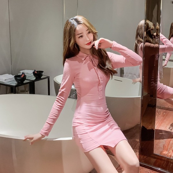 Rochie casual de dama cu nasturi in roz si negru