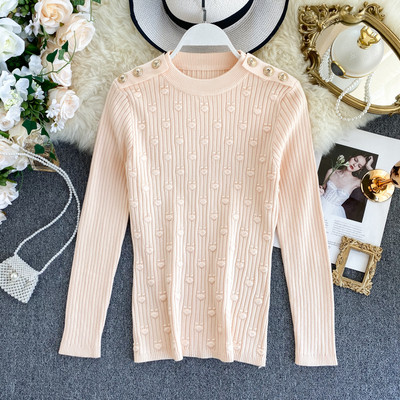 Γυναικείο πουλόβερ με κουμπιά και στρογγυλη λαιμόκοψη σε διάφορα χρώματα