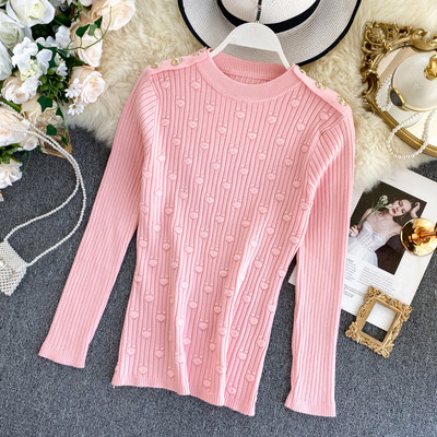 Γυναικείο πουλόβερ με κουμπιά και στρογγυλη λαιμόκοψη σε διάφορα χρώματα