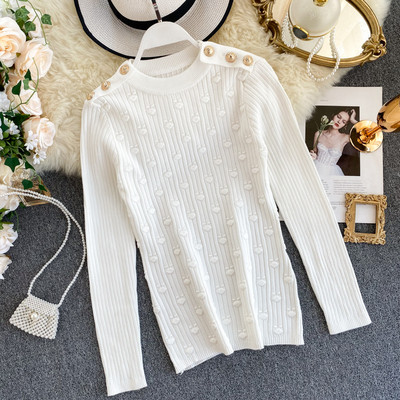 Γυναικείο πουλόβερ με κουμπιά και στρογγυλη λαιμόκοψη σε διάφορα χρώματα