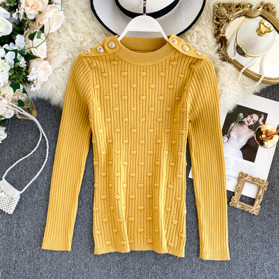 Γυναικείο πουλόβερ με κουμπιά και στρογγυλη λαιμόκοψη σε διάφορα χρώματα