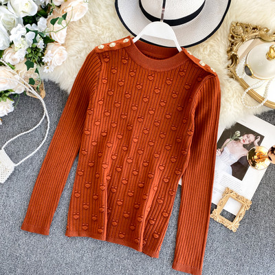 Γυναικείο πουλόβερ με κουμπιά και στρογγυλη λαιμόκοψη σε διάφορα χρώματα