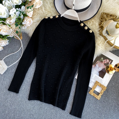 Γυναικείο πουλόβερ με κουμπιά και στρογγυλη λαιμόκοψη σε διάφορα χρώματα