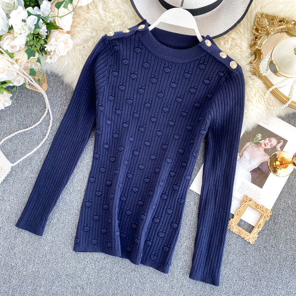 Γυναικείο πουλόβερ με κουμπιά και στρογγυλη λαιμόκοψη σε διάφορα χρώματα