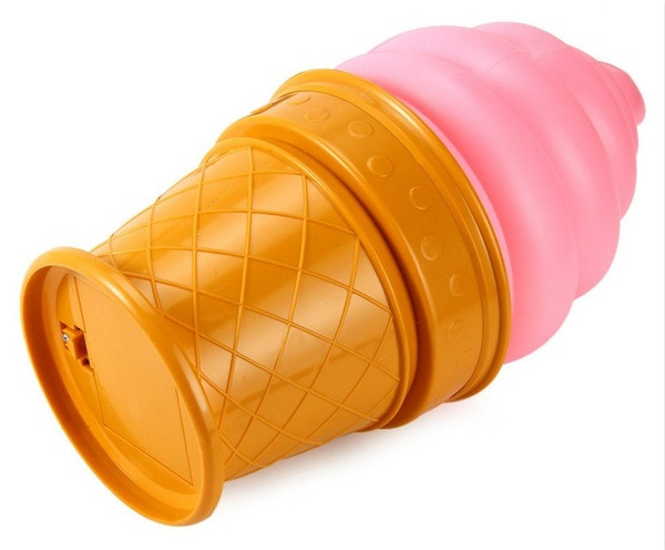 Lampa LED de noapte in forma de inghetata in alb, roz si albastru