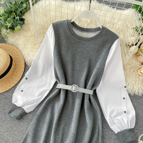 Rochie de dama cu curea in negru si gri