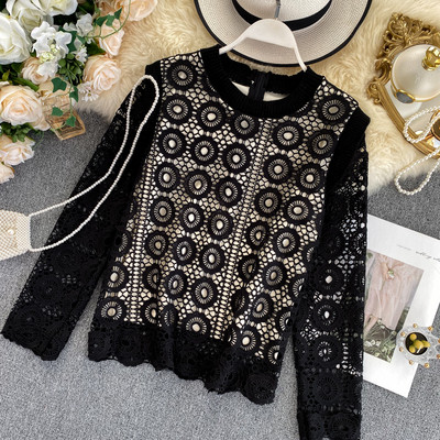 Bluza dama din dantela cu decolteu rotund in trei culori