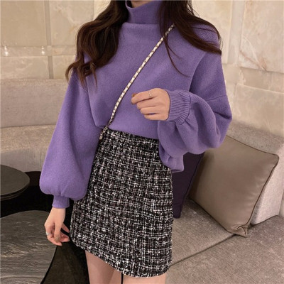 Pulover casual dama cu guler inalt in patru culori