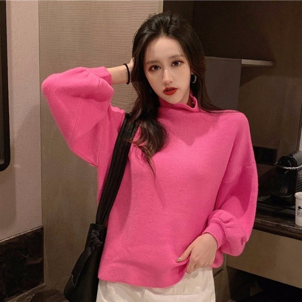 Pulover casual dama cu guler inalt in patru culori