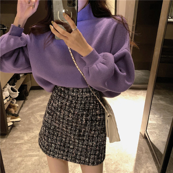 Pulover casual dama cu guler inalt in patru culori