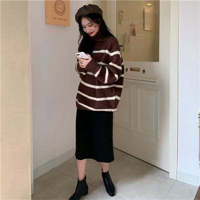 Pulover de damă cu dungi de ultimă generație în trei culori model larg