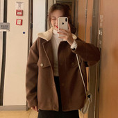 Top coat dama in doua culori maro si bej