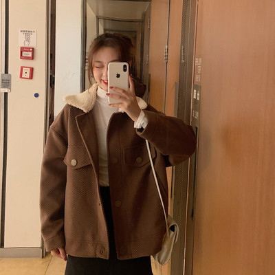 Top coat dama in doua culori maro si bej