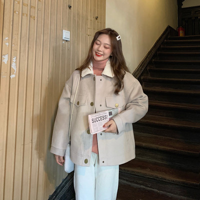 Top coat dama in doua culori maro si bej