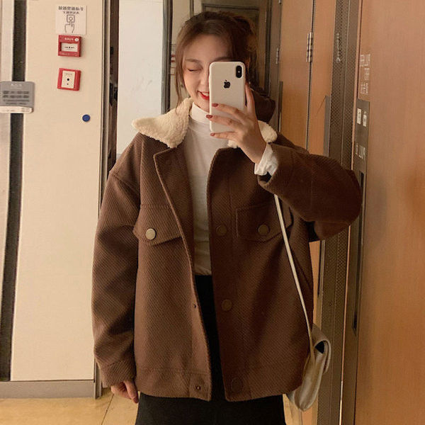 Top coat dama in doua culori maro si bej