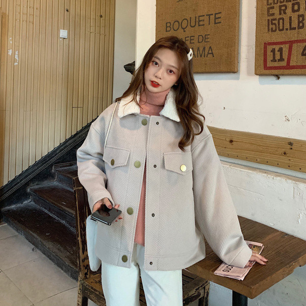 Top coat dama in doua culori maro si bej