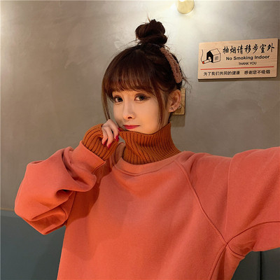 Καθημερινή μακρυά γυναικεία μπλούζα  σε τρία χρώματα με ψηλό γιακά