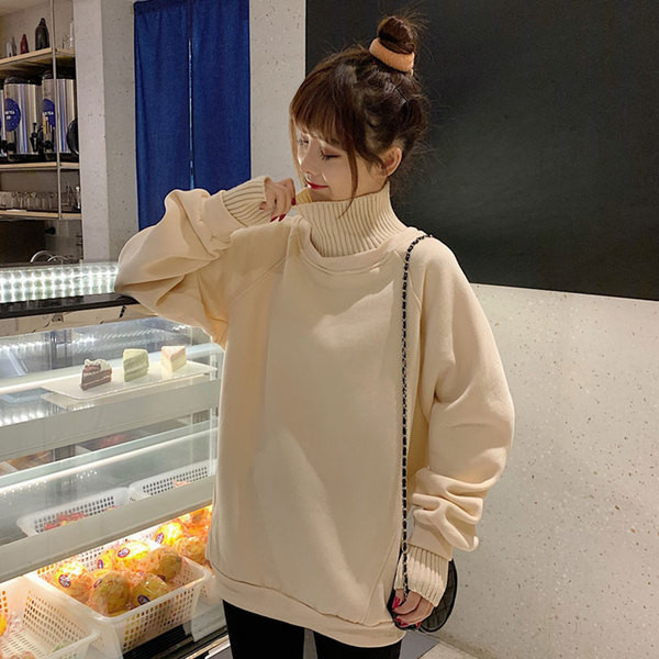 Καθημερινή μακρυά γυναικεία μπλούζα  σε τρία χρώματα με ψηλό γιακά