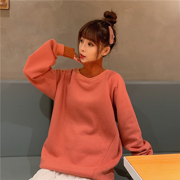 Καθημερινή μακρυά γυναικεία μπλούζα  σε τρία χρώματα με ψηλό γιακά