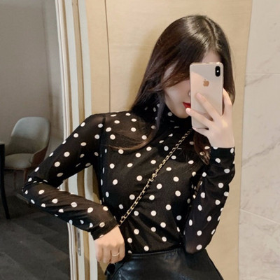 Bluză de damă modernă cu mâneci lungi și guler polo în două culori