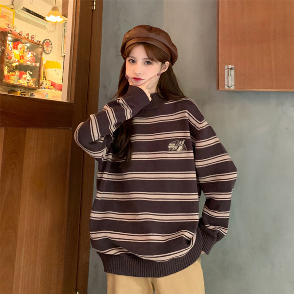 Bluză casual de damă cu dungi largi în două culori