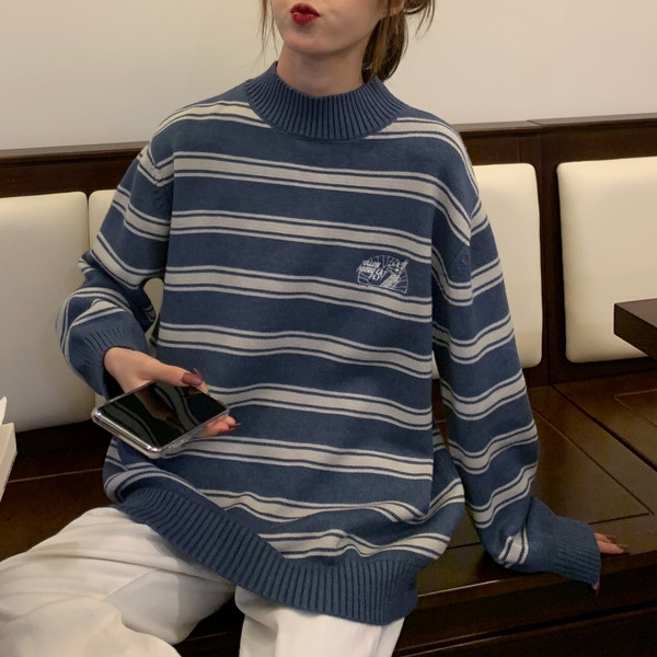 Bluză casual de damă cu dungi largi în două culori