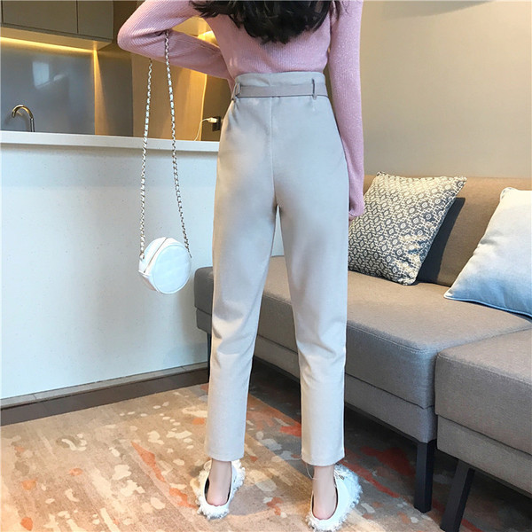 Pantaloni drepti eleganti de dama cu curea