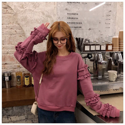 Pulover casual de dama cu decolteu oval in roz, galben si negru