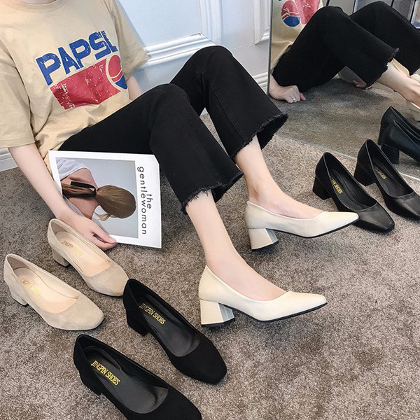 Pantofi moderni de dama cu toc gros in mai multe culori - doua modele