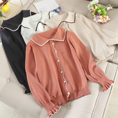 Γυναικείο πουλόβερ με κολάρο και πέρλες σε τέσσερα χρώματα