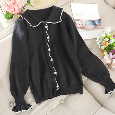 Γυναικείο πουλόβερ με κολάρο και πέρλες σε τέσσερα χρώματα