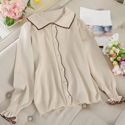 Γυναικείο πουλόβερ με κολάρο και πέρλες σε τέσσερα χρώματα